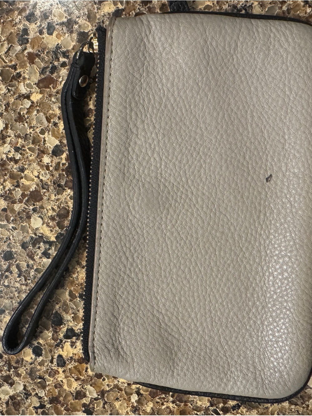 kate spade Taupe Leather Wristlet with Black Strap - Picture 2 of 4